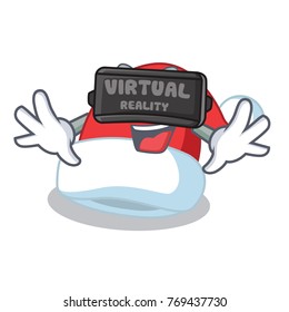 With virtual reality Christmas hat character cartoon