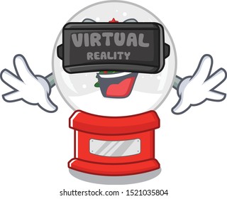 Virtual reality christmas snow globe isolated with character