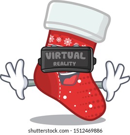 Virtual reality christmas stocking character shaped in cartoon