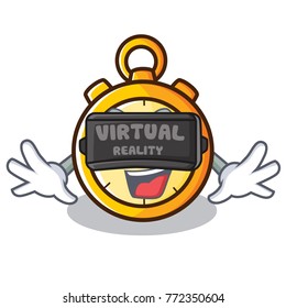 With virtual reality chronometer character cartoon style