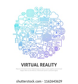 Virtual Reality Circle Concept. Vector Illustration of Outline Design.