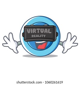 With virtual reality clothing button character cartoon