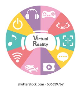 virtual reality colorful icon set, vector illustration design elements.
