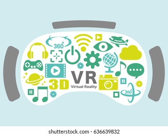 virtual reality colorful icon set, vector illustration design elements.