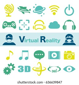 virtual reality colorful icon set, vector illustration design elements.