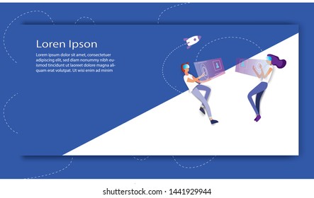 Virtual reality communication concept with characters. Can use for web banner, infographics, hero images. Flat isometric vector illustration isolated on white background.