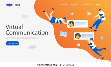 Virtual Reality Communication Vector Illustration Concept, Suitable for web landing page, ui, mobile app, editorial design, flyer, banner, and other related occasion