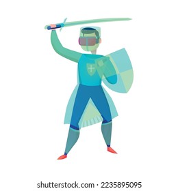 Virtual reality composition with cartoon style people using modern amusement devices isolated on blank background vector illustration