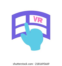 virtual reality computer hologram ar interaction icon flat vector illustration
