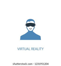Virtual Reality concept 2 colored icon. Simple blue element illustration. Virtual Reality concept symbol design from Augmented reality set. Can be used for web and mobile UI/UX