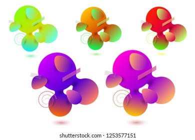Virtual reality concept. 3d abstract bubble shapes flying above surface. Landing page template. Vector illustration.