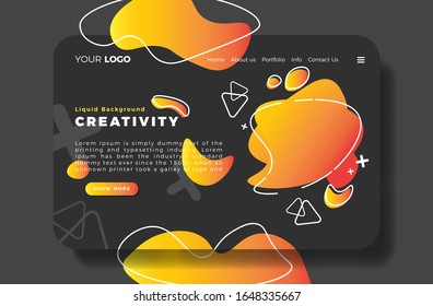 Virtual reality concept. 3d abstract bubble shapes flying above surface. Landing page template. Vector illustration.