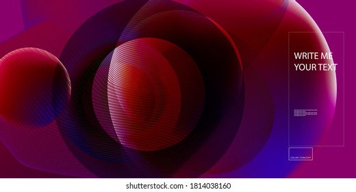 Concepto de realidad virtual. 3d formas abstractas de burbujas que sobrevuelan la superficie. Plantilla de página de inicio Combinaciones de colores de tendencia 2021 2022. Ilustración del vector