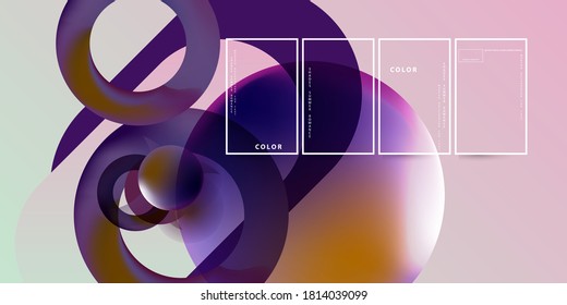 Concepto de realidad virtual. 3d formas abstractas de burbujas que sobrevuelan la superficie. Plantilla de página de inicio Combinaciones de colores de tendencia 2021 2022. Ilustración del vector