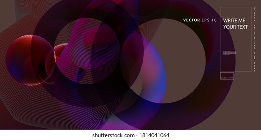 Virtual reality concept. 3d abstract bubble shapes flying above surface. Landing page template Trending color combinations. Vector illustration