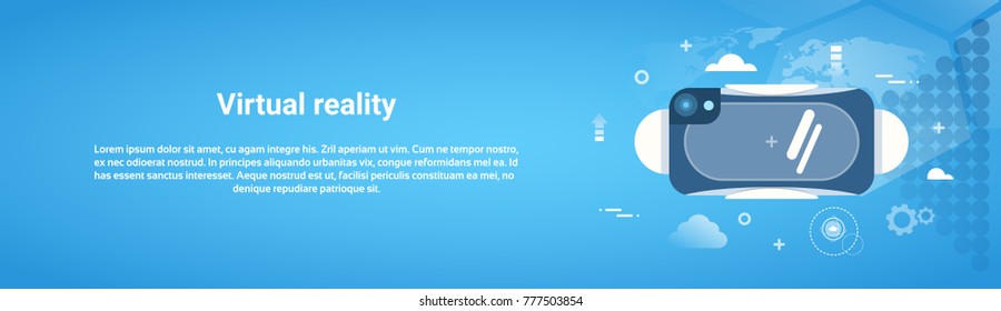 Virtual Reality Concept 3d Glasses Horizontal Web Banner With Copy Space Flat Vector Illustration
