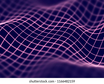 Virtual reality concept: abstract digital landscape grid in cyberspace. 3D wireframe mountain landscape. Background for sci-fi and cyberspace. Visualization of big data. EPS 10 vector illustration.