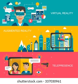 virtual reality concept banners set in flat design 