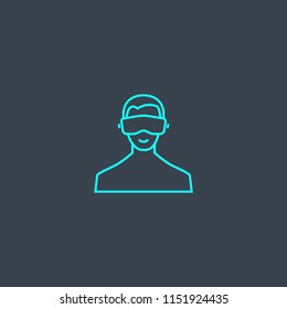 Virtual Reality concept blue line icon. Simple thin element on dark background. Virtual Reality concept outline symbol design from Augmented reality set. Can be used for web and mobile UI/UX