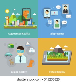 virtual reality concept collection in flat style 