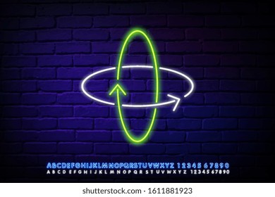 Virtual reality concept icon in neon style. Modern computer technologies symbols including 360 degree video, augmented reality, 3d modeling. Vector illustration.