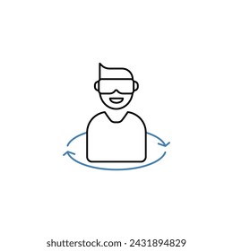 Virtual Reality Concept Line Icon. Einfache Elementdarstellung: Entwurf von Symbolen für virtuelle Realität.