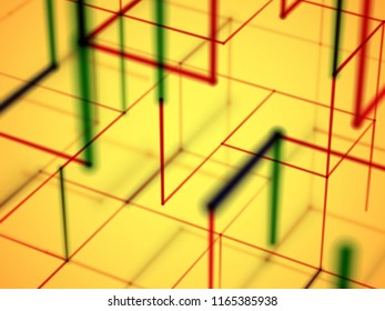 Virtual reality concept: lines in cyberspace. Abstract background for information technology and data protection. Visualization of big data or social network. EPS 10 vector illustration.