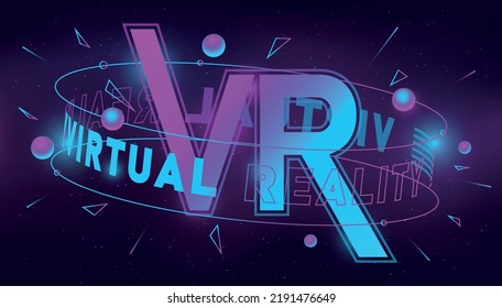 Concepto de Realidad Virtual. Tecnologías modernas y mundo digital. Gadgets y dispositivos para juegos y educación. Afiche publicitario o pancarta, espacio para texto. Ilustración vectorial isométrica de dibujos animados