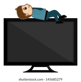 Virtual Reality Concept - Office Character - Vector Illustration