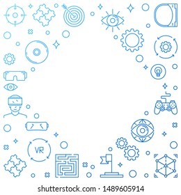 Virtual Reality concept outline modern frame. VR vector creative illustration on white background