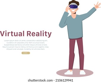 Virtual reality concept with woman wearing a virtual reality eyes glasses