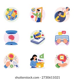 Virtual Reality Concepts Style illustrations set 3
