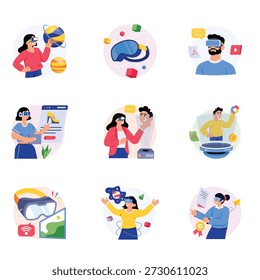 Virtual Reality Concepts Style illustrations set 1