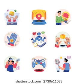 Virtuelle Realität Konzepte Style Illustrationen Set 5