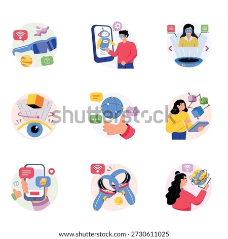 Virtual Reality Concepts Style illustrations set 2