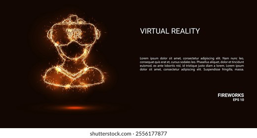 Virtual reality. Virtual reality consists of sparks and fire. Festive bright fireworks. Decorative element for celebrations and holidays. Vector illustration.