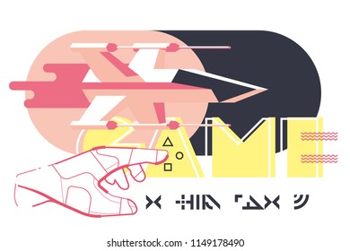 virtual reality, cyber game, cyber sport, spaceship, black and pink color