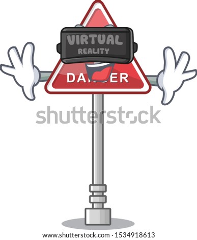 Virtual reality danger character in the mascot shape