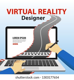 Virtual reality. Designer. Vector illustration