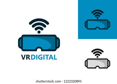 Virtual Reality Digital Logo Template Design Vector, Emblem, Design Concept, Creative Symbol, Icon