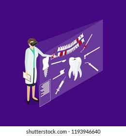 Virtual Reality Doctor Concept 3d Isometric View Online Medicine Health Care Technology. Vector illustration of Medic