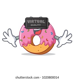 With virtual reality Donut mascot cartoon style