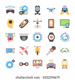 
Virtual Reality and Drones Flat Icons Collection 
