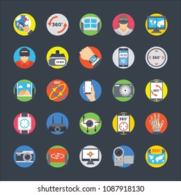 
Virtual Reality and Drones Flat Vector Icons Collection 
