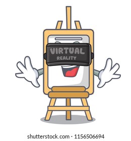 Virtual reality easel mascot cartoon style