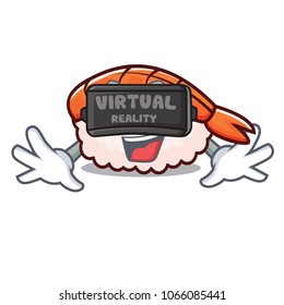 Virtual reality ebi sushi mascot cartoon