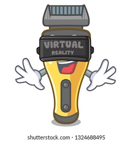 Virtual reality electric shaver isolated with in mascot