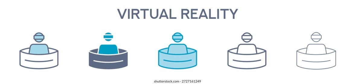Elemento De Realidad Virtual Para Diseño Gráfico - Estilos Múltiples. Ilustración vectorial De Dos Colores Y Negro. Los Diseños Múltiples De Los Iconos Se Pueden Utilizar Para El Móvil, Ui, Web