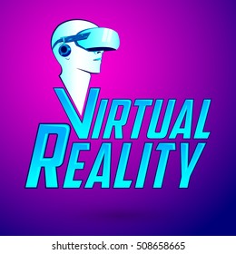 Virtual Reality emblem, headset vector modern illustration icon.