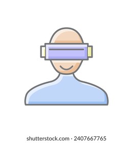 Virtual Reality Experience and Technology awesome lineal color icon, color outline icon, vector, pixel perfect icon